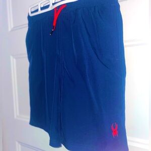 Spyder Boy’s Dark Blue Swim Shorts with Red Accents 10-12y